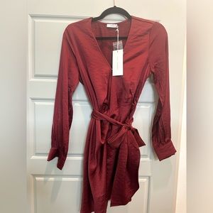 Lush Red Long Sleeve Dress NWT